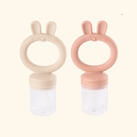 모모빈 실리콘 토끼 손잡이 과즙망 치발기 유아 과일망 실리콘망